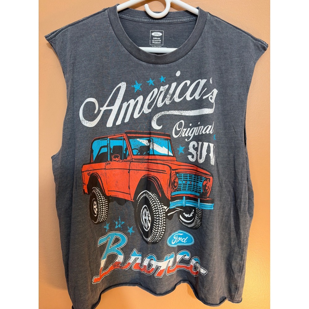 Ford Bronco America's Original SUV Graphic Muscle Tank Top Gray Mens L